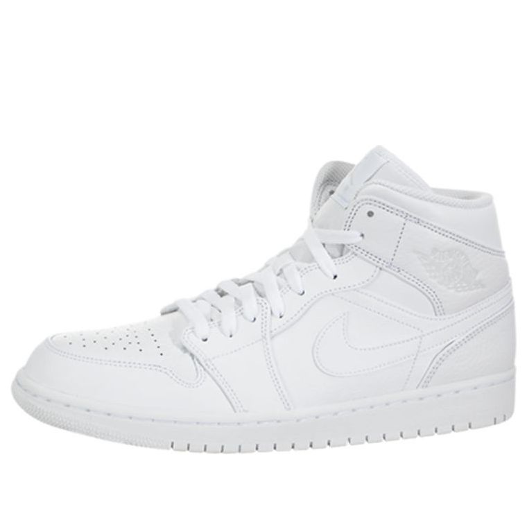 Air Jordan 1 Mid 'Triple White 2018'  554724-109 Classic Sneakers